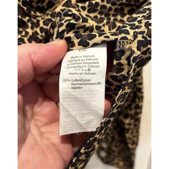 J. Crew Factory Women’s Button Down Cotton Poplin Shirt Leopard Print Size Large - Picture 6 of 6